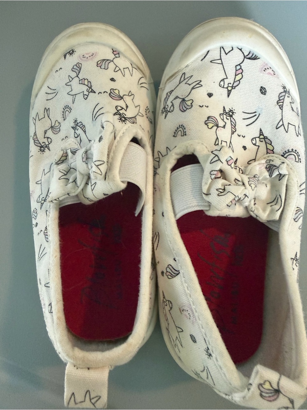 Blowfish White Kids Slip-On Sneakers with Unicorn Print